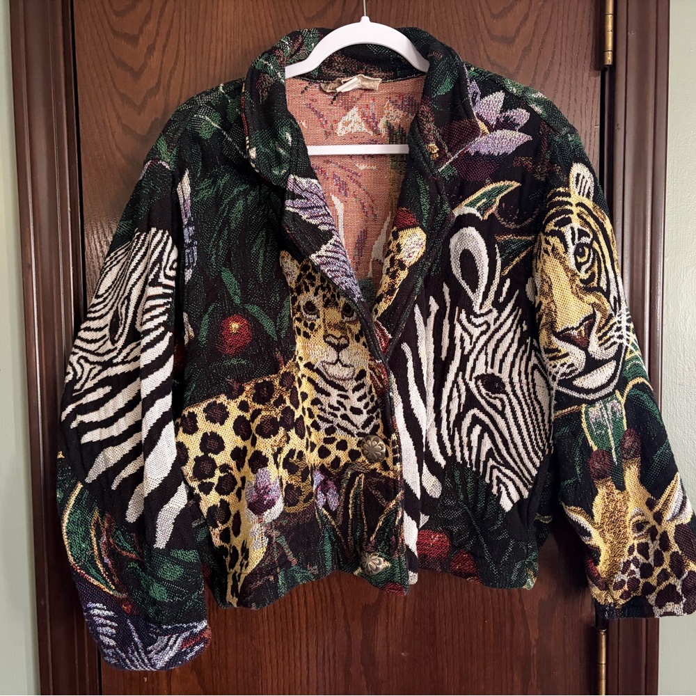 Vintage 90’s tapestry jacket safari animal